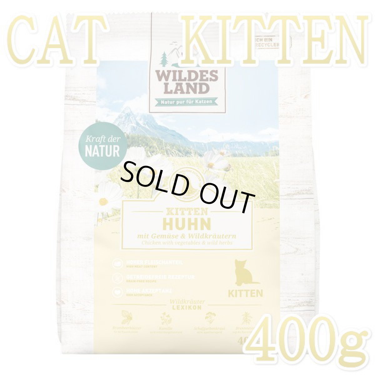 画像1: SALE/賞味2025.1.7・ワイルドランド 子猫 キトン チキン400g/wl15664子猫用総合栄養食/穀物不使用WILDES LAND正規品 (1)